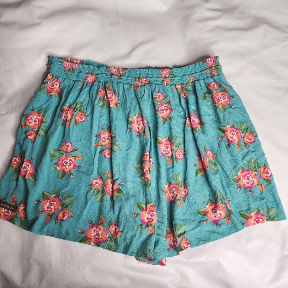 Matilda Jane Shorts Long Walks Mint Green & Pink Floral Women's Size XXL NWT